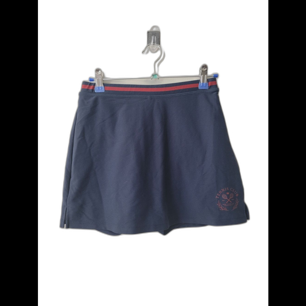 WeWoreWhat Navy Mini Skort with Red-Trim Waistband and Tennis Club Emblem
